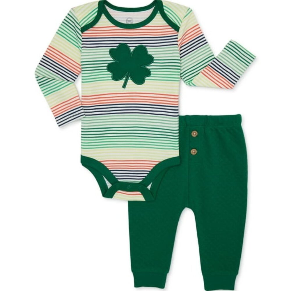 Shamrock BABY Bodysuit Pants Outfit UNISEX SIZE 6-9 MONTHS 2 PIECE NEW